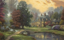 paintings nature trees houses bridges artwork thomas kinkade rivers 1920x1080 wallpaper 